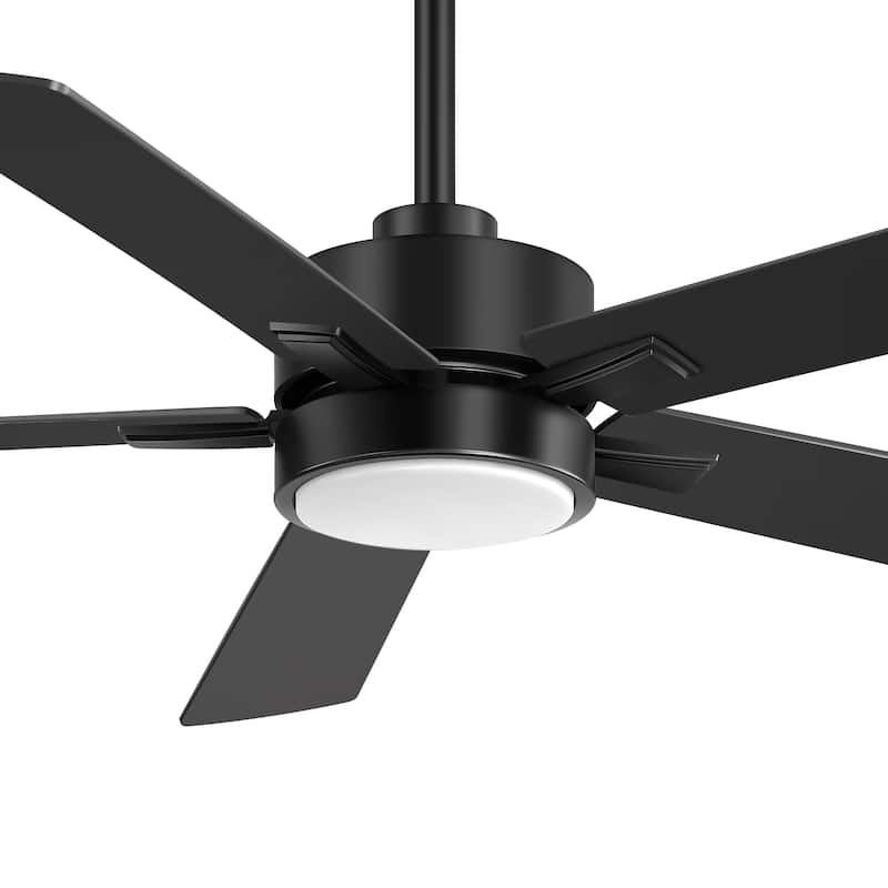 52 Inch Black 5-Blade Integrated LED Ceiling Fan with Light Remote