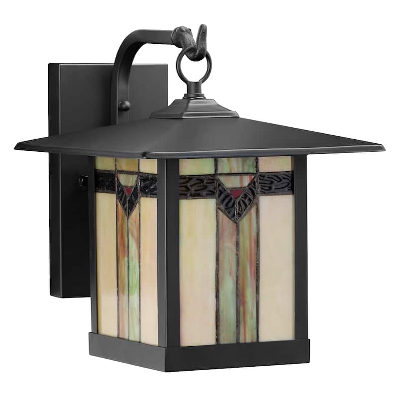 Bawe Ivory and Green Stained Glass Black Light Fixture by Havenside Home - 9x10.75x11.75