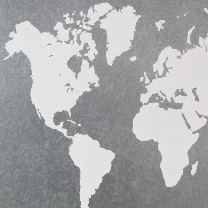 HomeRoots 25" X 34" Brown and Gray Wood and Metal World Map Hanging Dimensional Sculpture