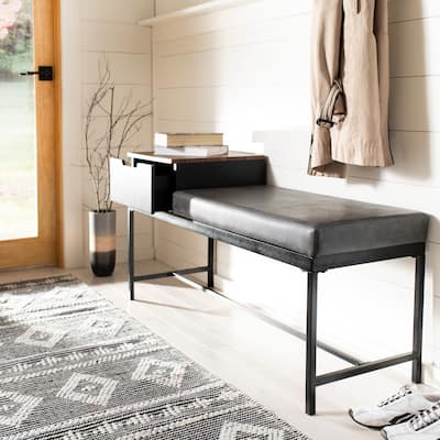 SAFAVIEH Ruthie Bench with Storage - 47.3" x 16" x 24" - 47Wx16Dx24H