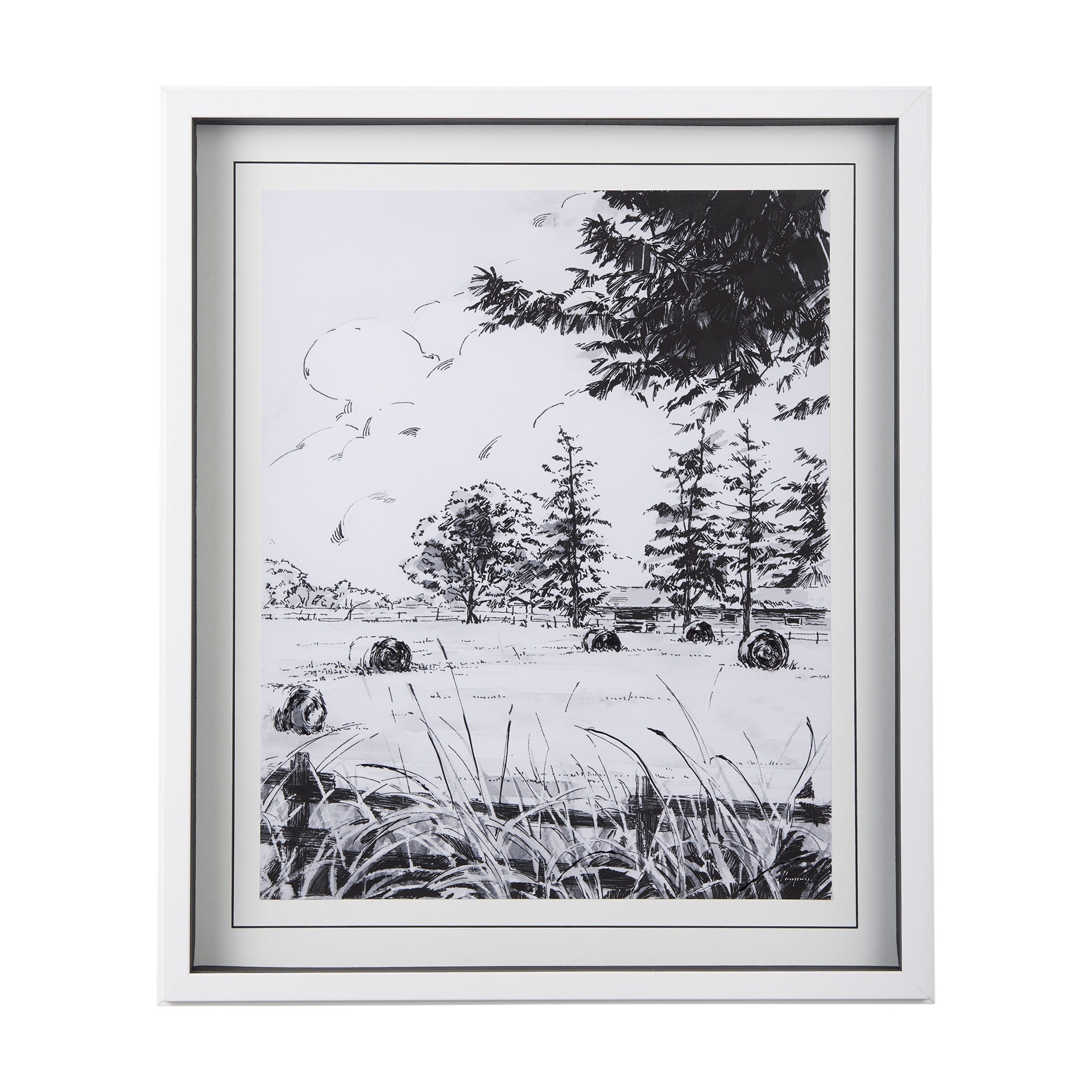 Mercana Farm View II by Mercana Studio a Hand Embellished Textured Framed Art Print Matted under Glass