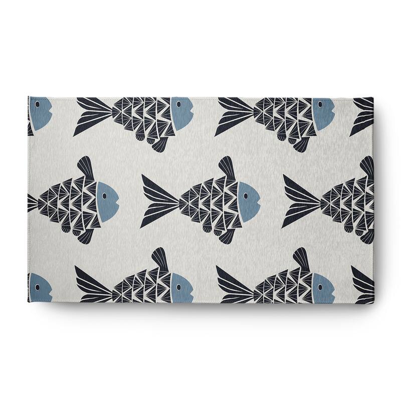 Fish Tales Nautical Chenille Rug - Dusty Smoke - 3' x 5'