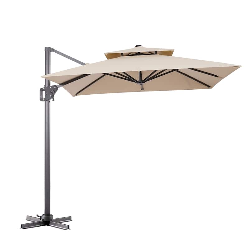 Furniture of America Aires 8-foot Steel Square Cantilever Offset Tilt Roma Umbrella