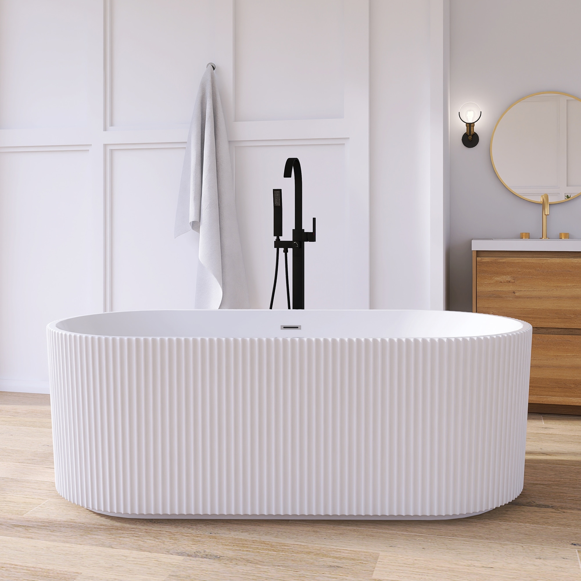 Acrylic Freestanding Flatbottom Soaking Bathtub