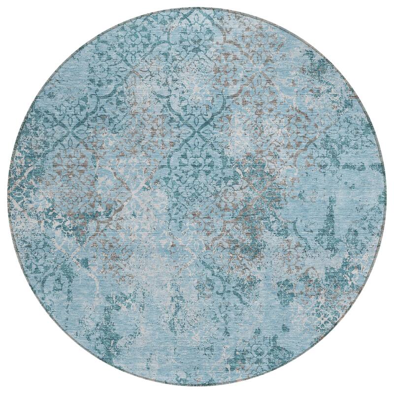 Machine Washable Indoor/ Outdoor Chantille Distressed Traditional Rug