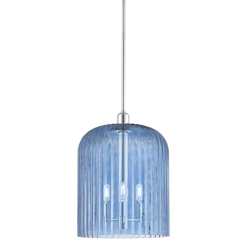 Innovations Lighting 716-3S-18-12 Bridal Veil Pendant Bridal Veil 3 - Polished Chrome / Blue