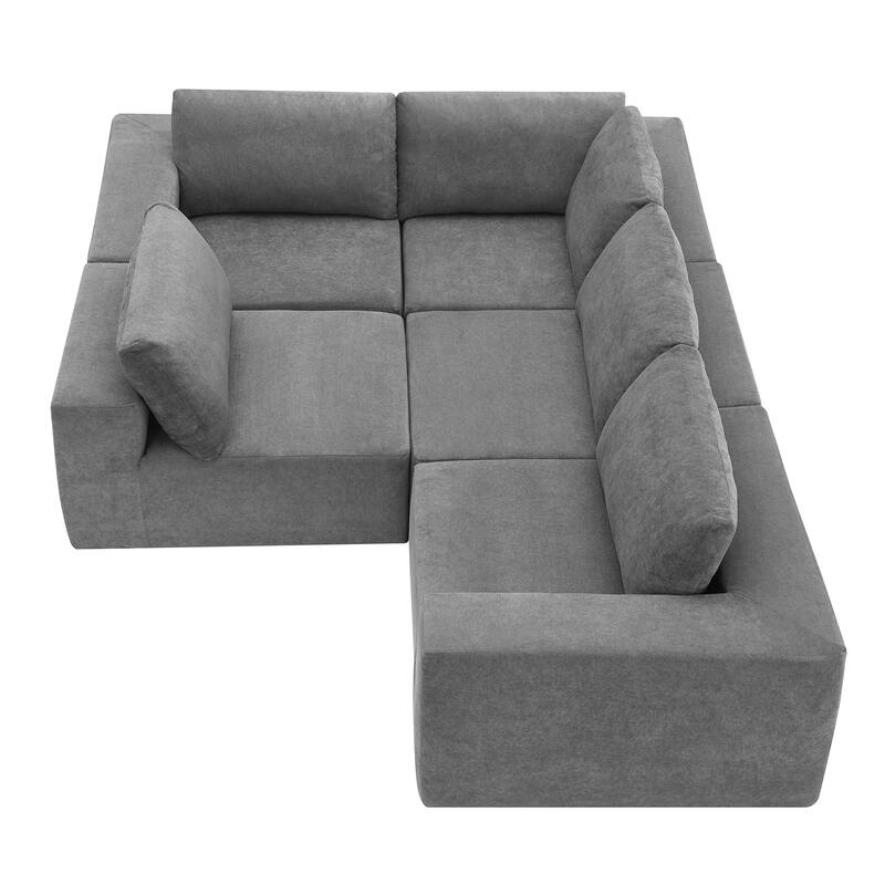 Comfortable 5-Seat Modular Sofa - Upholstered L-Shape Couch for Home