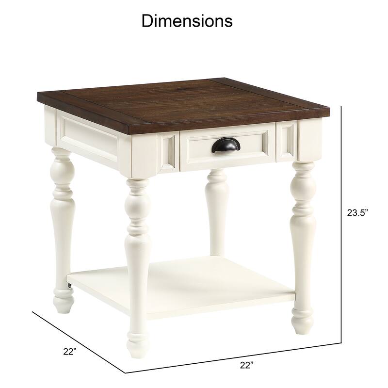 Steve Silver Jillian Two-tone Ivory and Mocha Wood 1-drawer Side Table