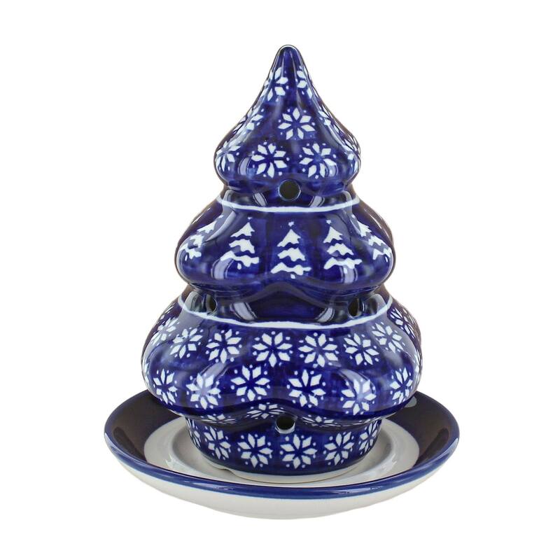 Blue Rose Polish Pottery 1289 Zaklady Christmas Tree Luminary - Winter Nights