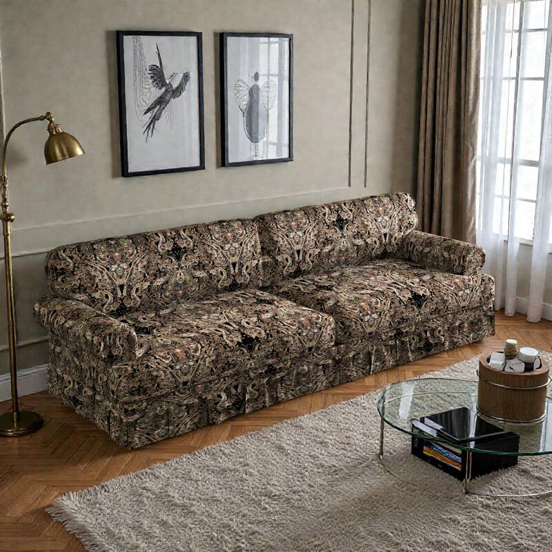 93.7" Luxury 4 Seater Cloud Couch with Extra Deep Seat, Fabric Sofa with Rolled Arms and Pleated Skirt