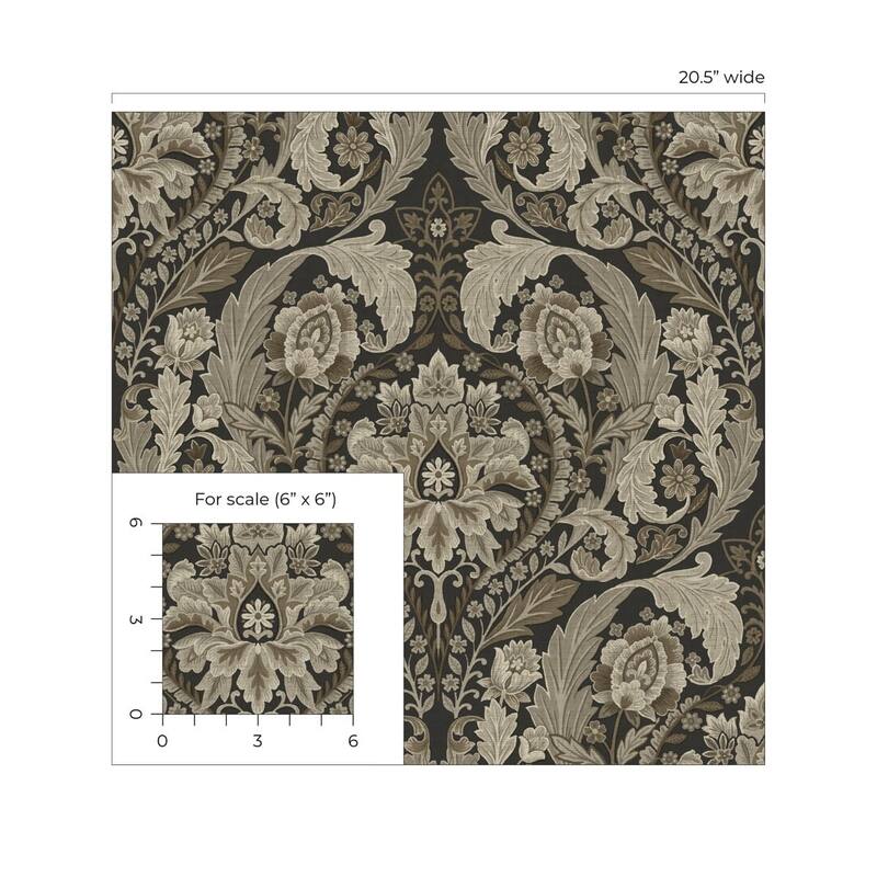 Harry & Grace Thornton Vintage Damask Peel and Stick Wallpaper