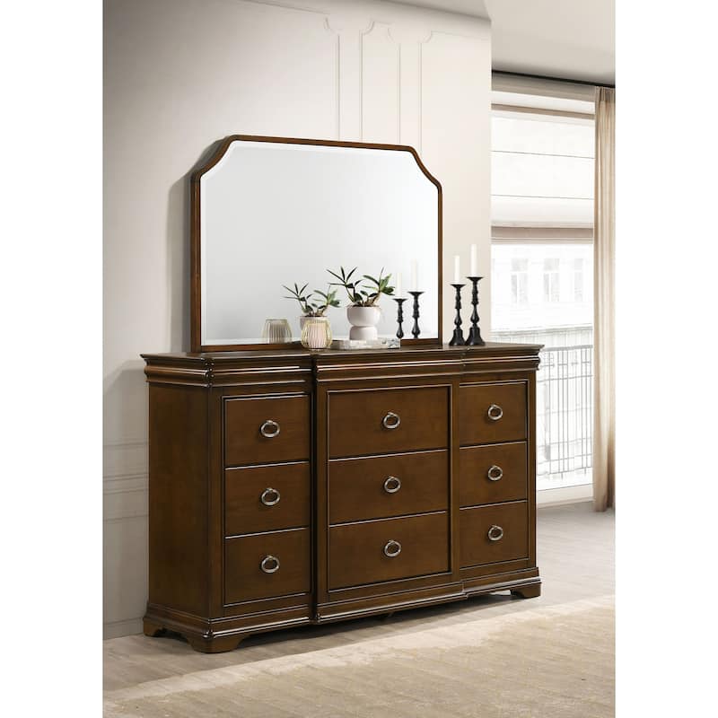 Garland 11-drawer Bedroom Dresser with Mirror Brown Cherry