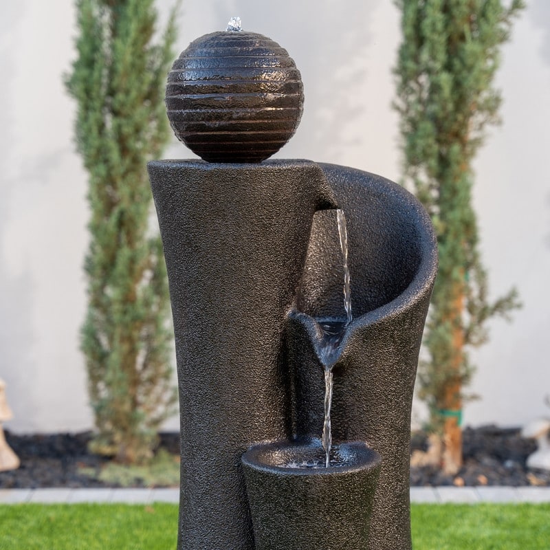 XBrand 41" Modern Sphere Curve Cascading Fountain, Resin