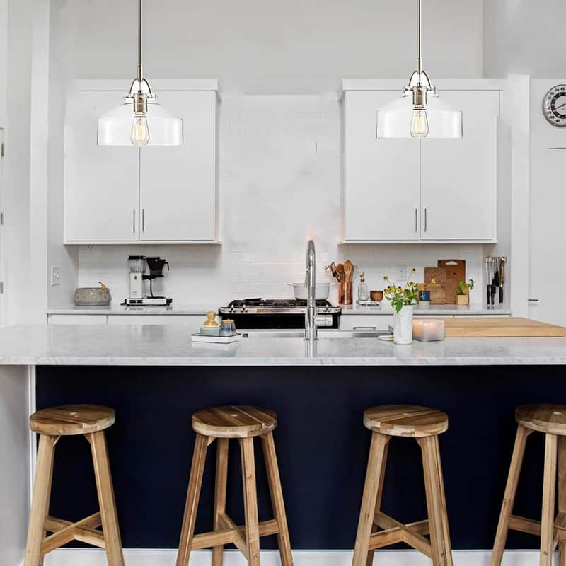 LED light fixture brushed nickel dining room lights glass, metal pendant light