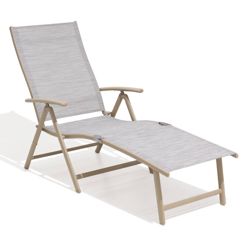 Crestlive Products Outdoor Aluminum Folding Adjustable Chaise Lounge Chair
