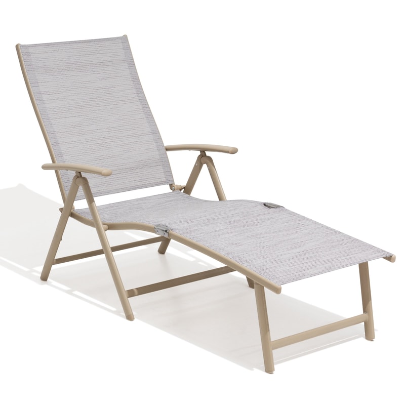 Crestlive Products Outdoor Aluminum Folding Adjustable Chaise Lounge Chair