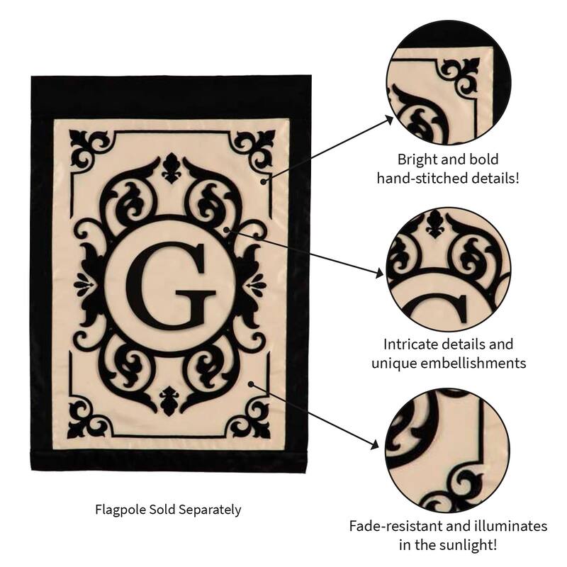 12.5 in. x 18 in. Cambridge Monogram Garden Applique Flag Letter G