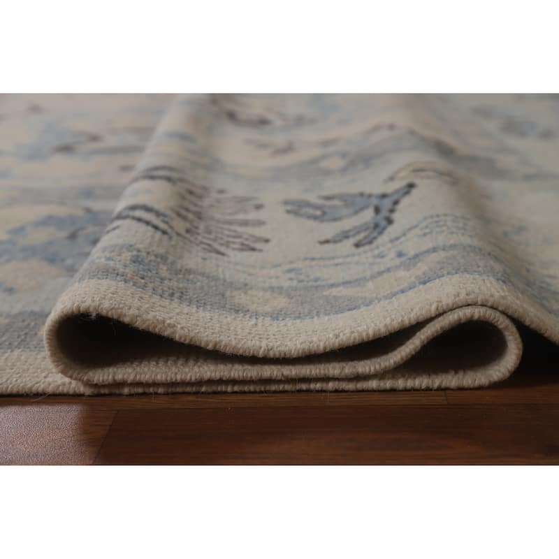 Hand Knotted Oriental 100% Wool Carpet Transitional All-Over Beige & Ivories Oushak Area Rug - 11' 4'' X 8' 11''