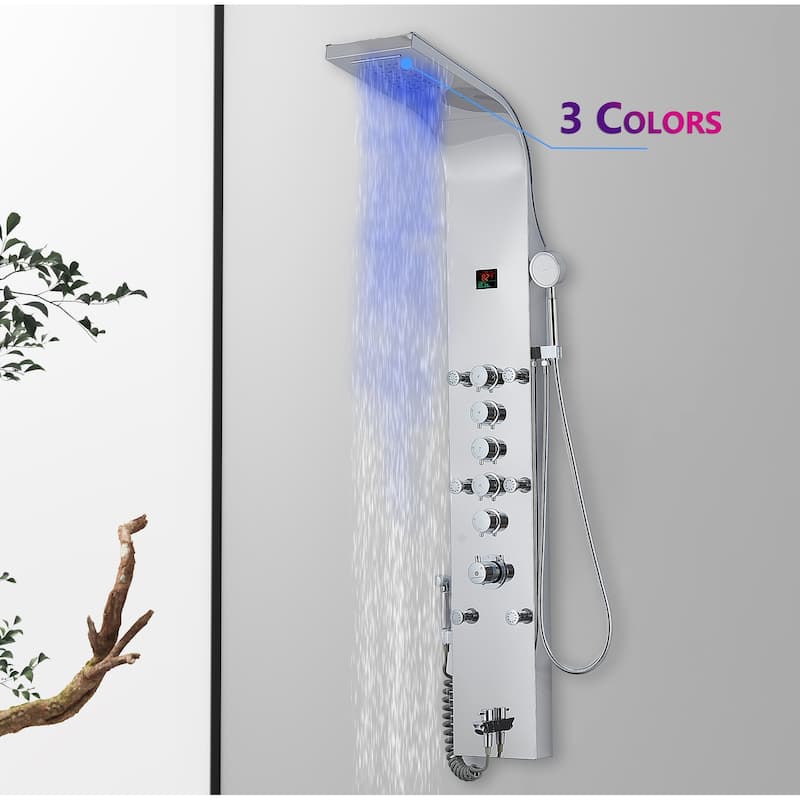 59 inch 3 LED light 5 function thermostatic shower panel