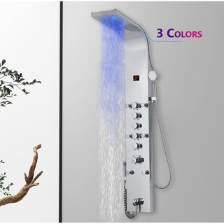 59 inch 3 LED light 5 function thermostatic shower panel