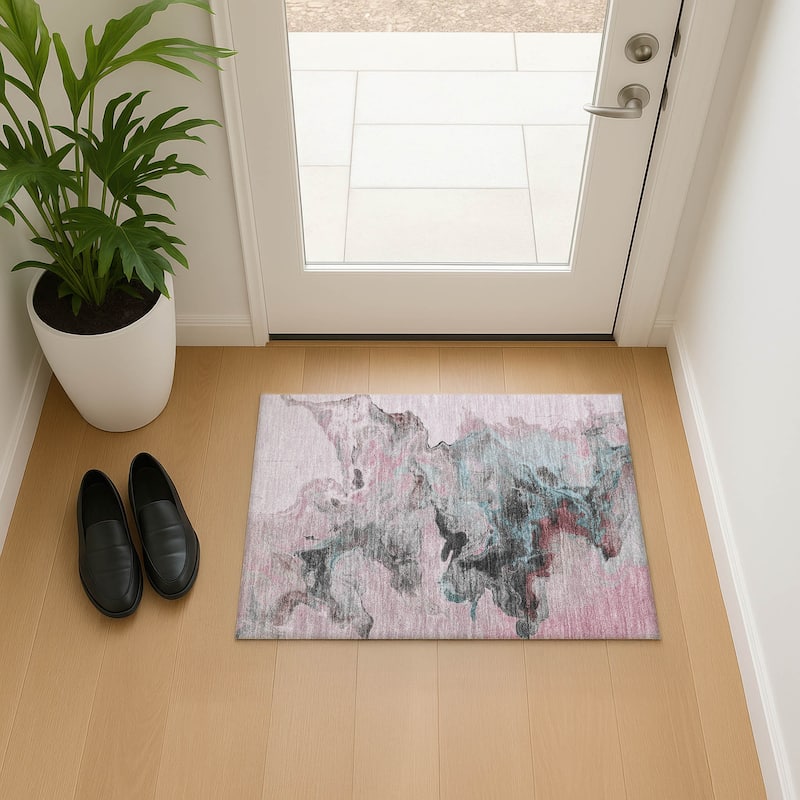 Premium Washable Super Soft Modern Glam Mayfield Rug - Pink - 1'8" x 2'6"