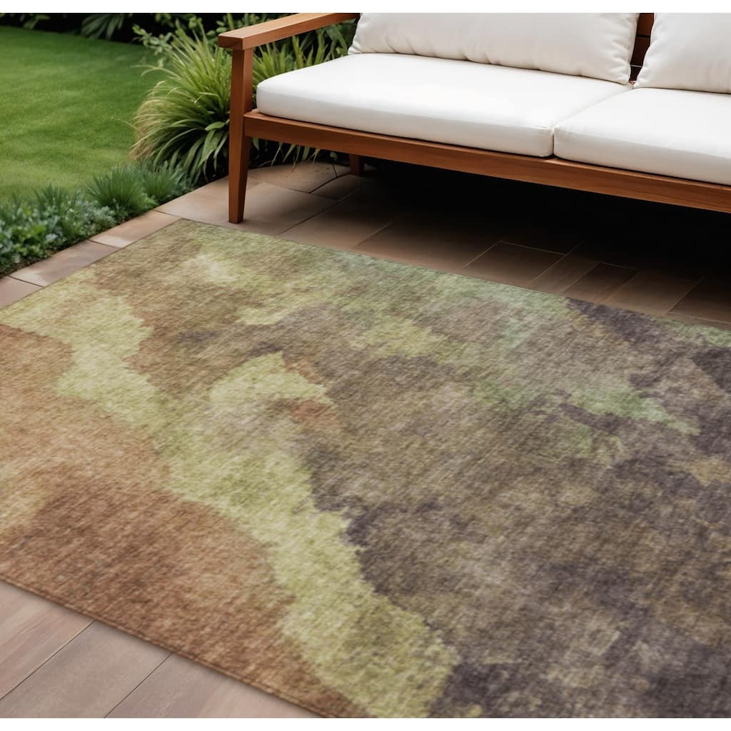 HomeRoots Abstract Transitional Rectangle Outdoor Rug