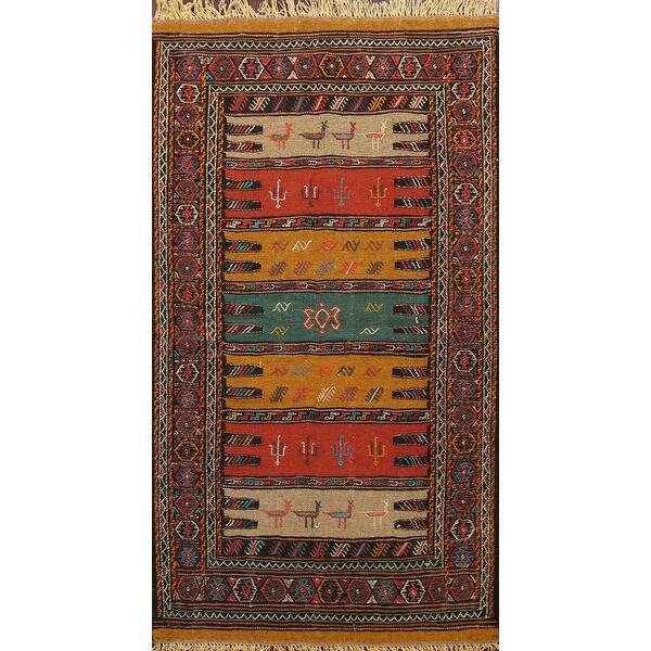 Tribal Sumak Kilim Persian Wool Area Rug Hand Woven Home Tribal Sumak Kilim Persian Wool