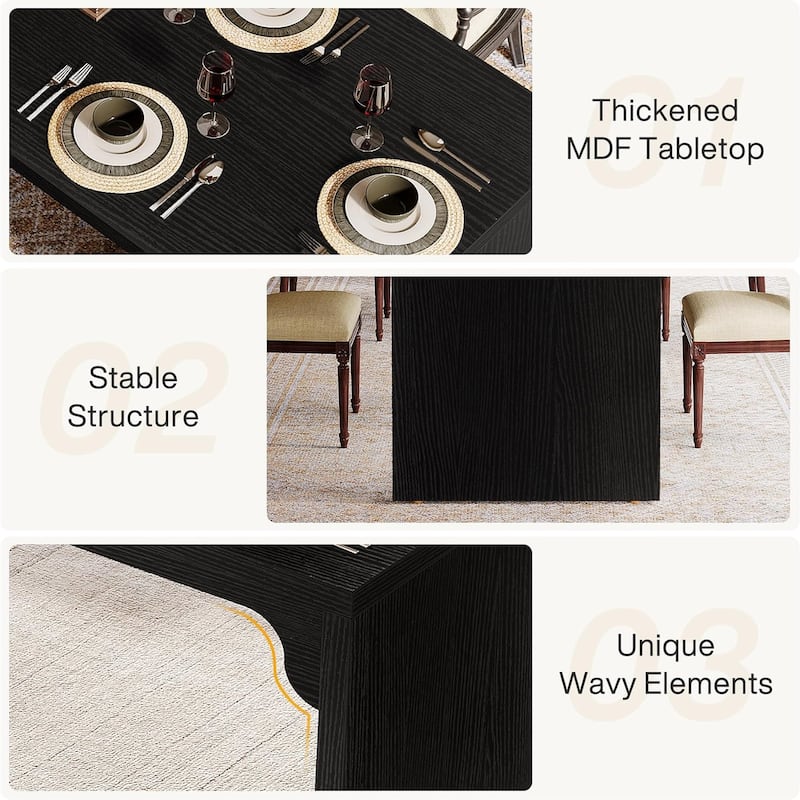 78 Inches Brown Wood Dining Table for 6-8, Extra Long Rectangle Dining Room Table