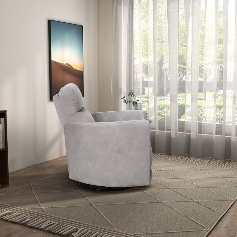 Ainsley Modern Microsuede Fabric Power Recline Swivel Glider Recliner
