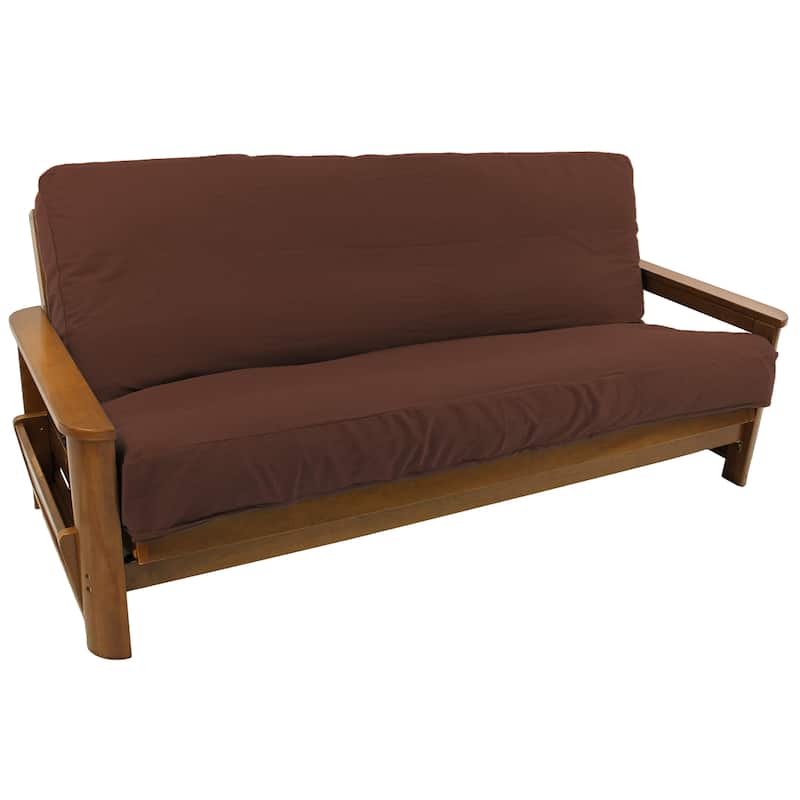 Solid Twill Full-Size 8-10 Inch Thick Futon Cover - burgundy