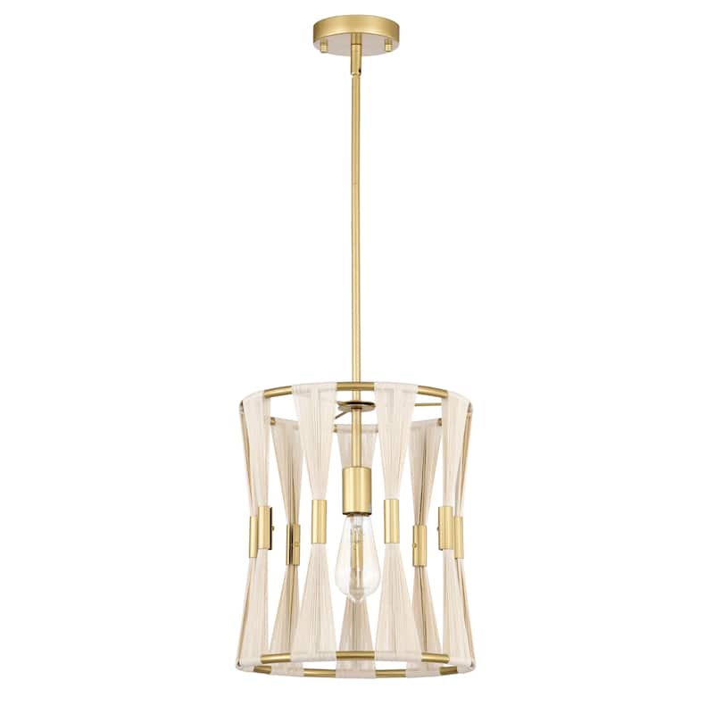 Amara 12 Inch Ivory Rope Gold Pendant with 1 Light
