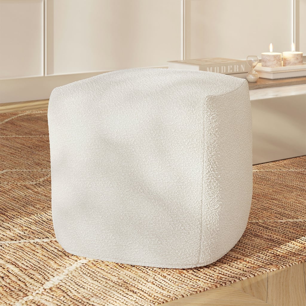 Poly and Bark Metz Pouf in Crema White Boucle
