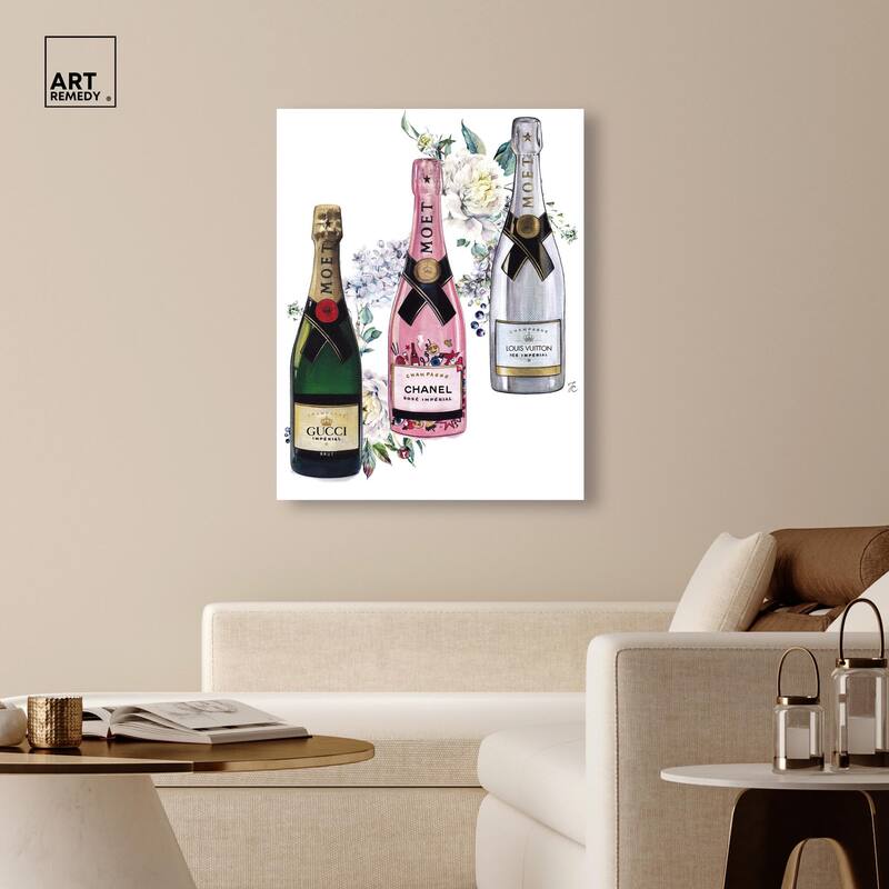 Doll Memories - Champagne Floral Canvas by Art Remedy, Gallery Wrapped