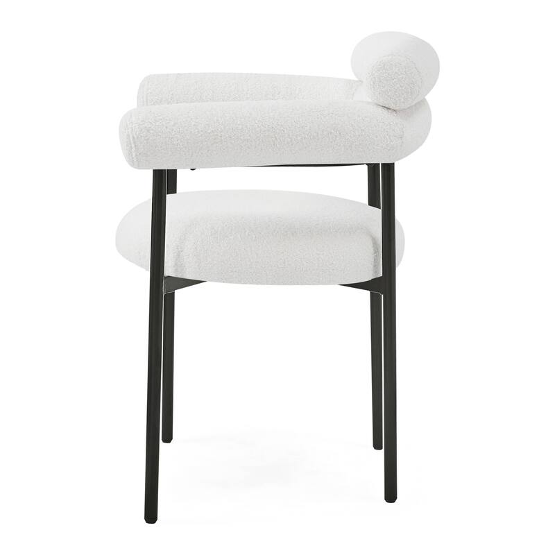 Modern Set of 2 Dining Chairs with Armrests, Padded Seat Backrest, Metal Legs for Dining Room Living Room and Café
