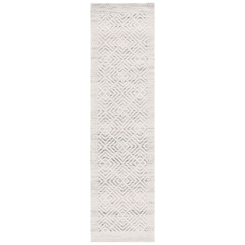 SAFAVIEH Handmade Marbella Latina Modern Wool Rug - 2'3" x 9' Runner - Ivory/Black