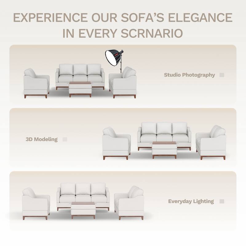 Sectional Couch Sofa, Comfy Modern Sofa for Living Room & Bedroom