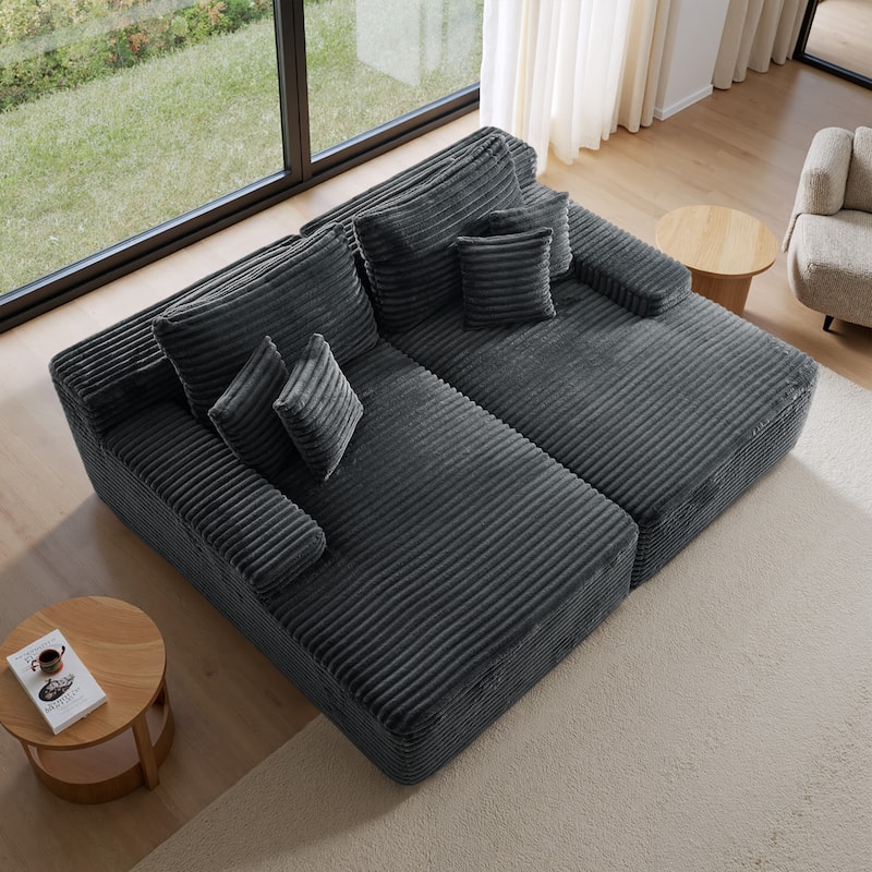 Cathy 82" W No Assembly Required Chaise Sofa Lounge Sectional Couch - Grey