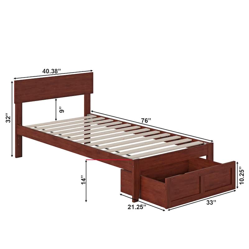 AFI Boston Platform Bed with Foot Drawer