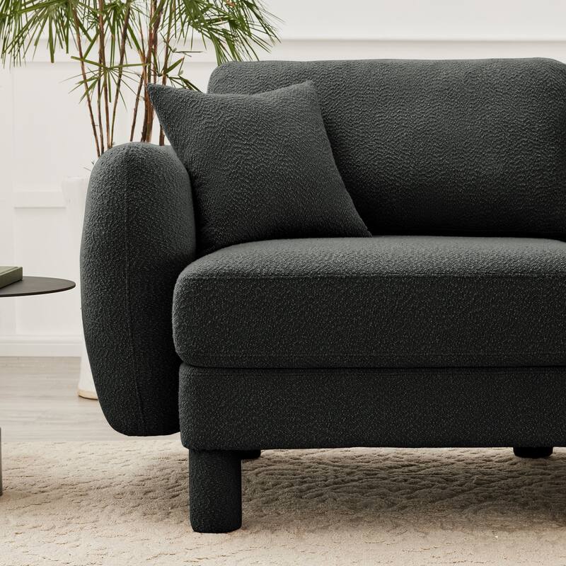 109.4" 3-Seater Modern Upholstered Sofa Couch, Deep-Seat Sectional Sofa with Shell-Shaped Armrests, Leisure Sofa for Living Room