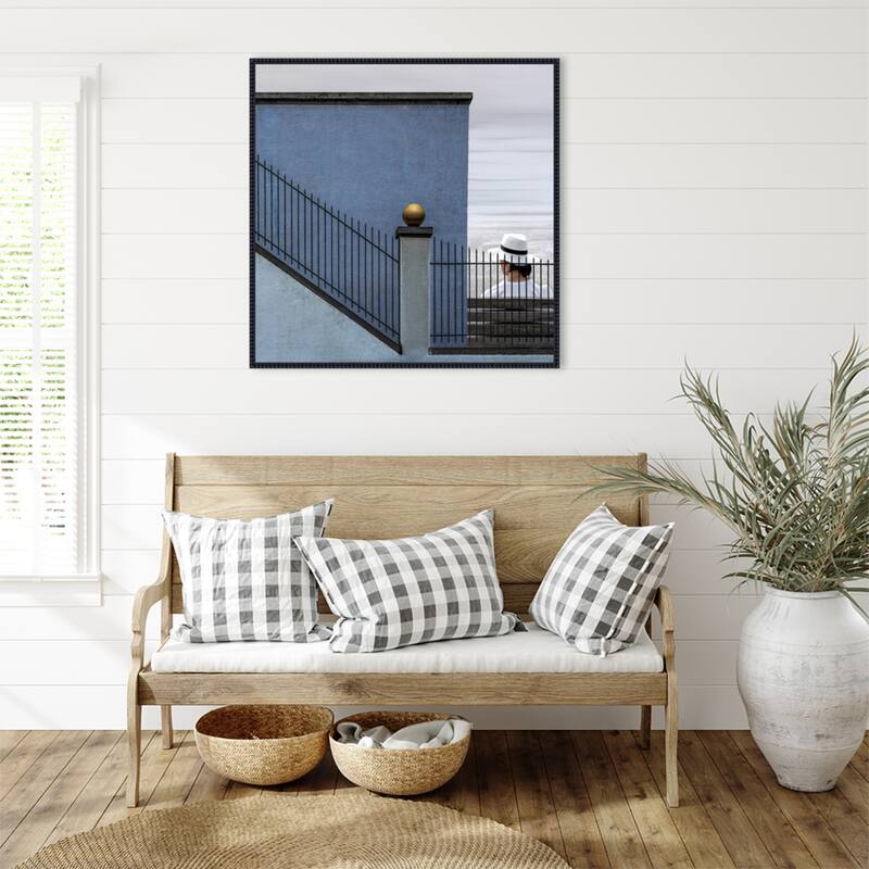 Lady with a white hat by Gilbert Claes Framed Canvas Wall Art Print