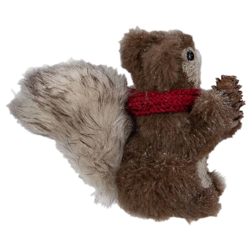 6" Standing Squirrel with Pinecone and Red Scarf Tabletop Christmas Figurine
