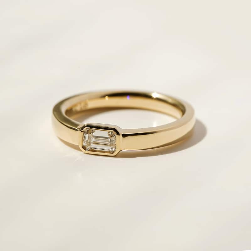 Kobelli 0.33 Carats Emerald Lab Grown Diamond 14k Solid Gold Solitaire Minimalist Elise Ring (DEF/VS)