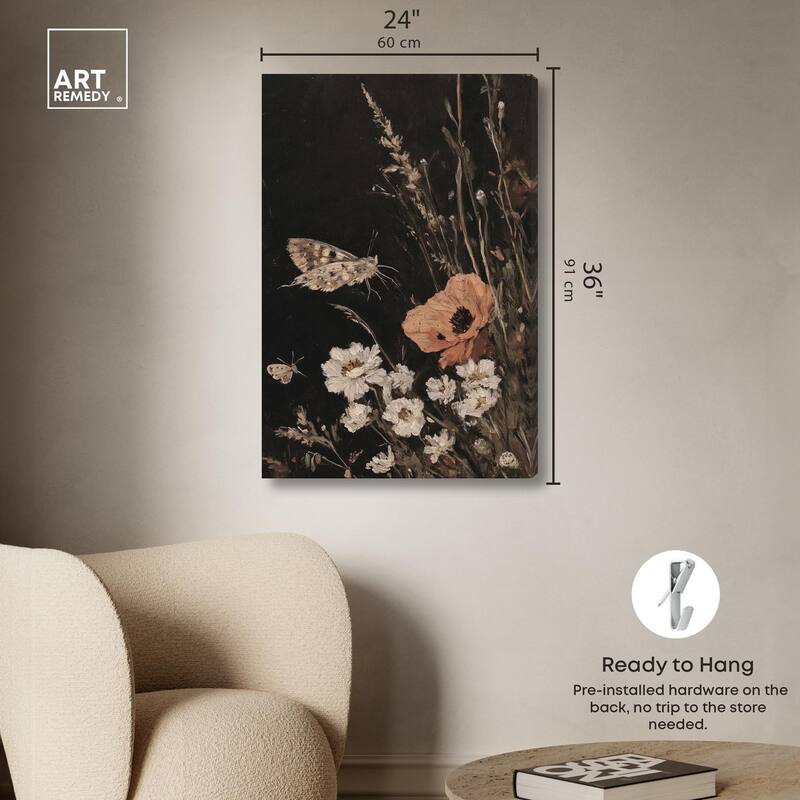 Poppy and Moth II Canvas by Art Remedy, Gallery Wrapped
