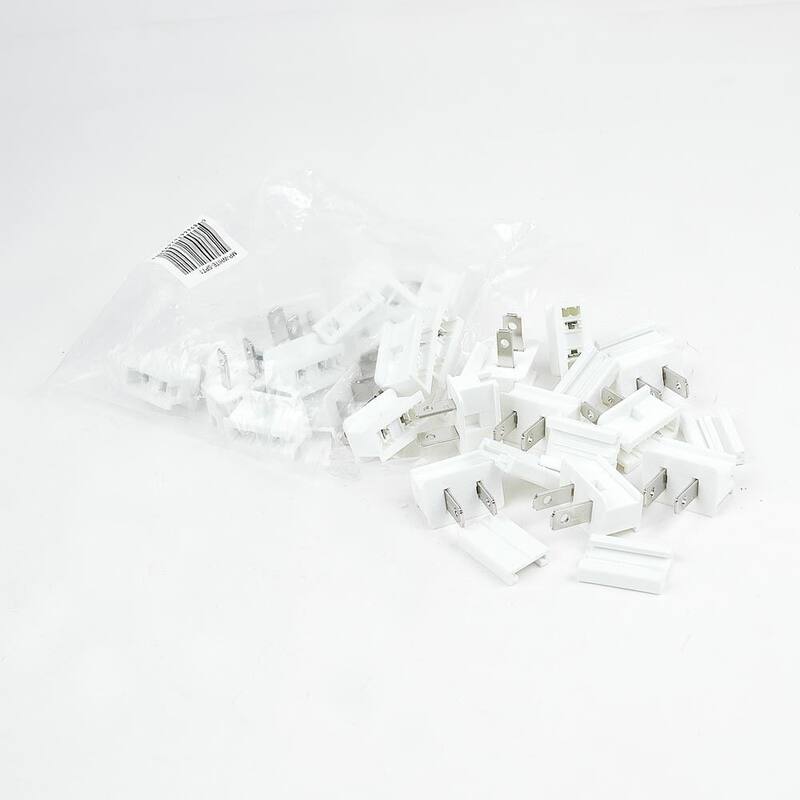 SPT-2 Male Plug, Snap On Vampire Plugs, White, Polarized, 10 Amp, 25 Pack - Medium