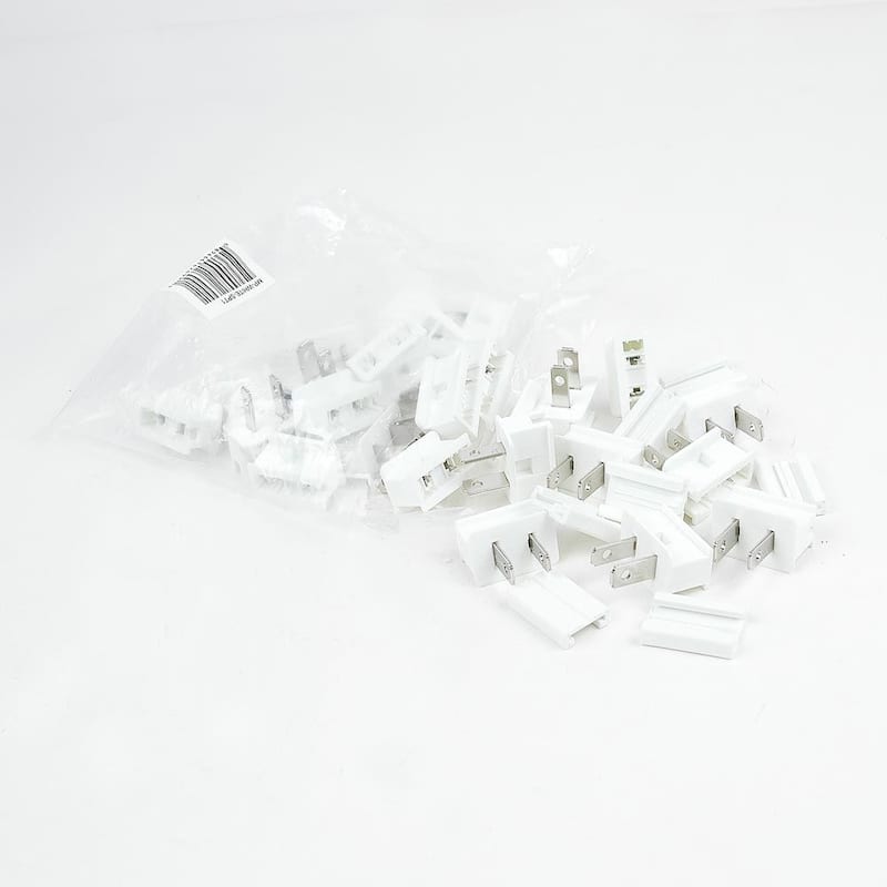 SPT-2 Male Plug, Snap On Vampire Plugs, White, Polarized, 10 Amp, 5 Pack - Medium