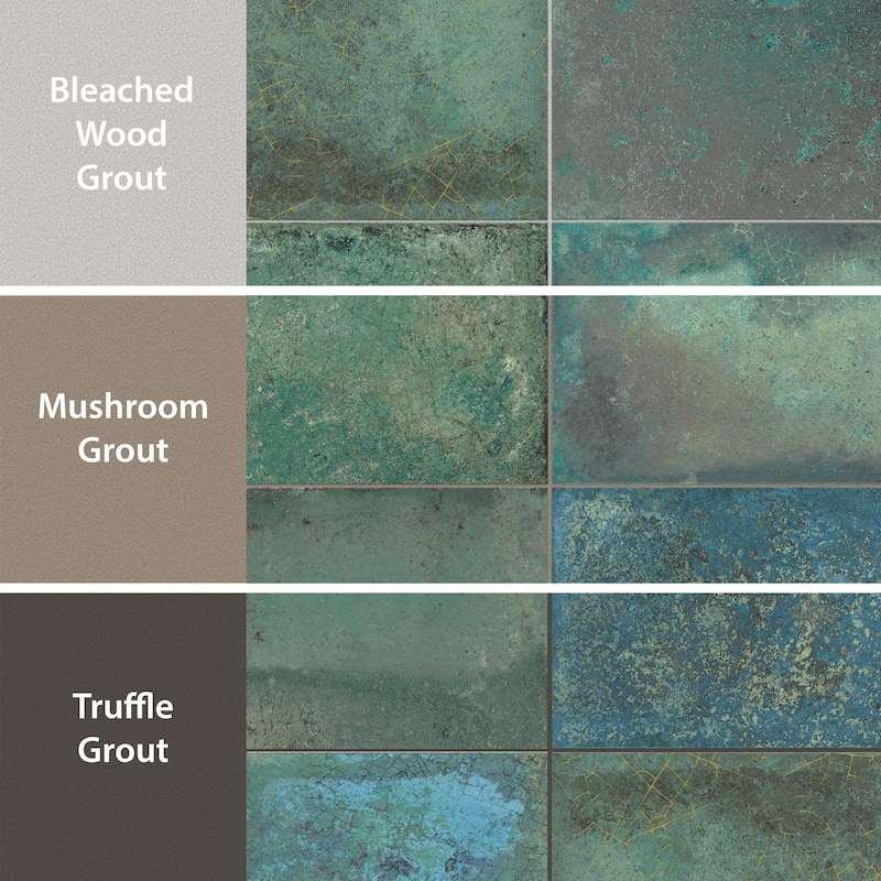 Merola Tile Atelier Volcan Green 4-1/2" x 9-1/8" Porcelain Floor and Wall Tile