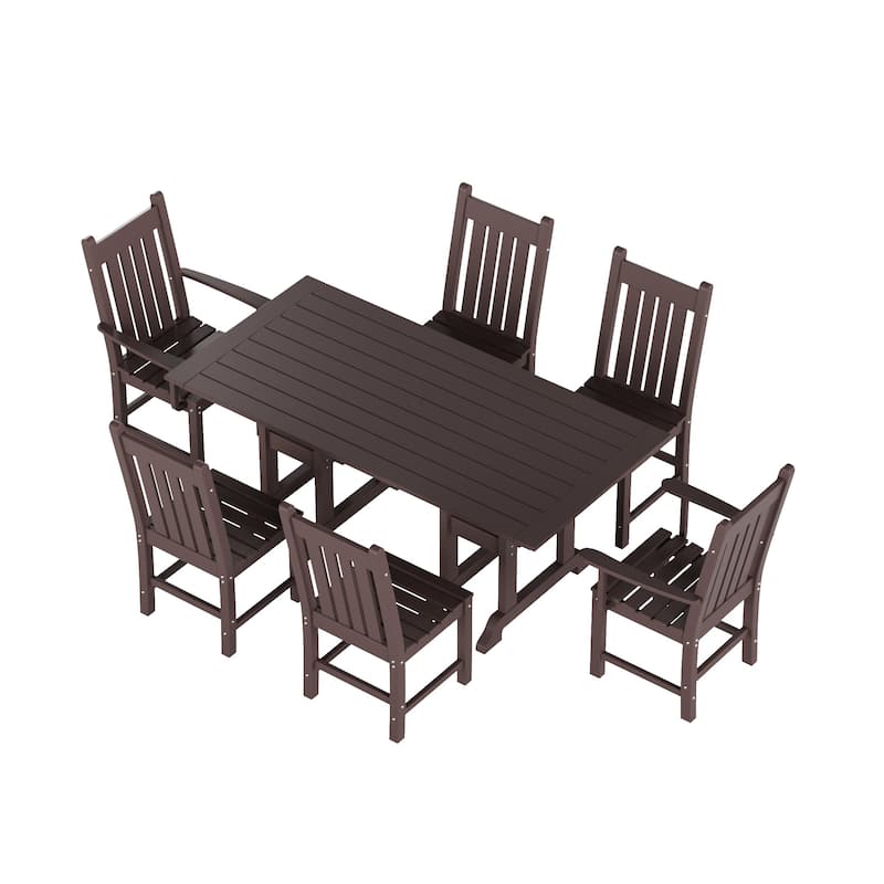 Laguna Hdpe All Weather Outdoor Patio Dining Set with Rectangle Table, Side Chairs (7-Piece Set)