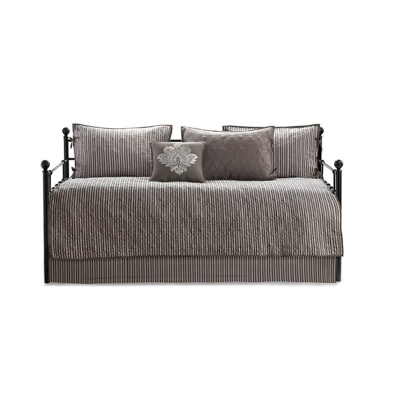 6 Piece Reversible Daybed Cover Set Dark Grey Daybed