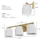 preview thumbnail 3 of 5, Hunter + Jasmine Roth Harlowe Luxe Gold Cased White Glass 3-Light Bathroom Vanity Wall Light - Transitional - Damp Rated