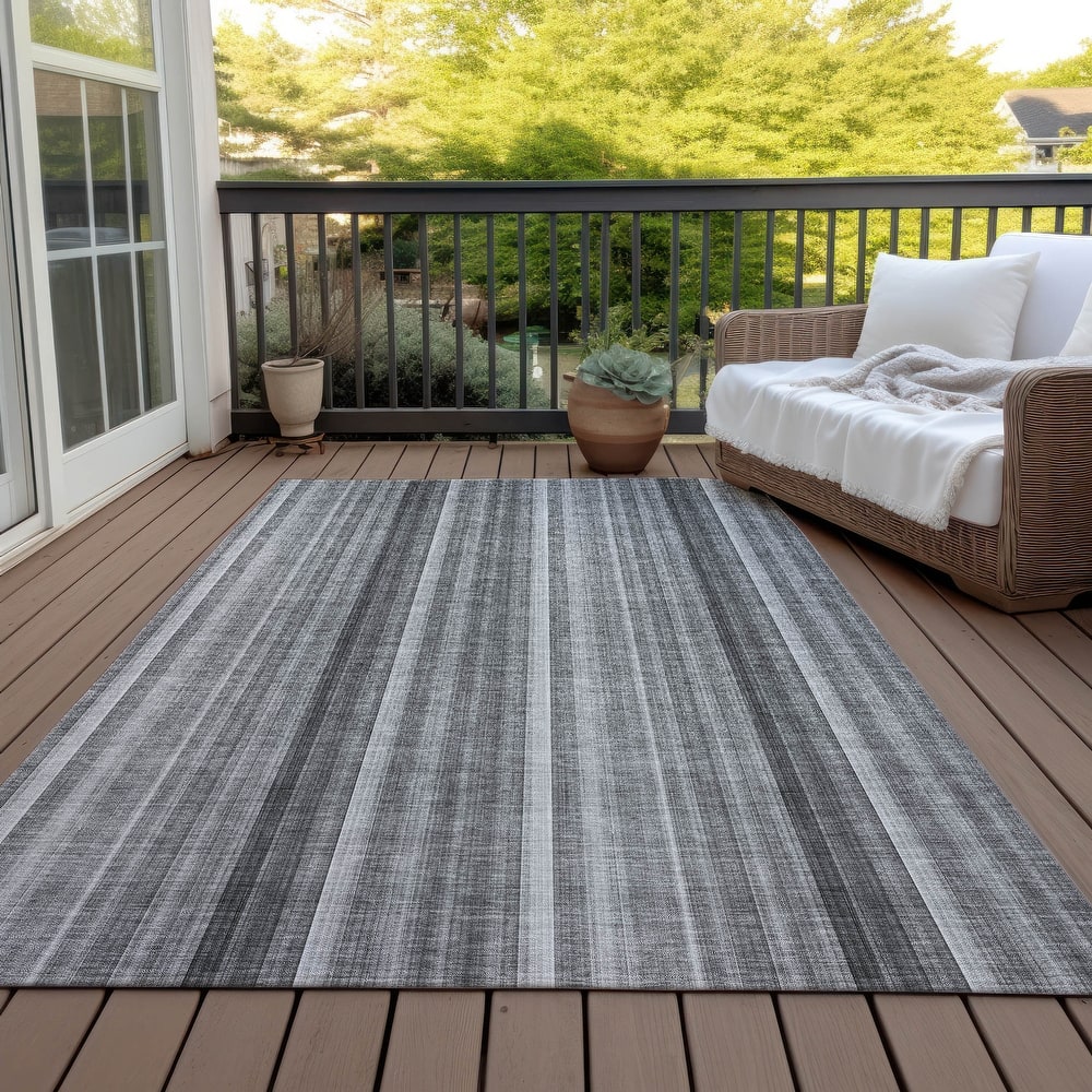 Machine Washable Indoor/ Outdoor Striped Chantille Rug